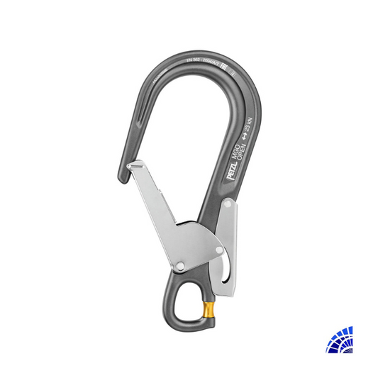 CONECTOR DIRECCIONAL DE GRAN ABERTURA Y DE BLOQUEO AUTOMÁTICO, CON PUNTO DE CONEXIÓN CON CIERRE MGO OPEN PETZL